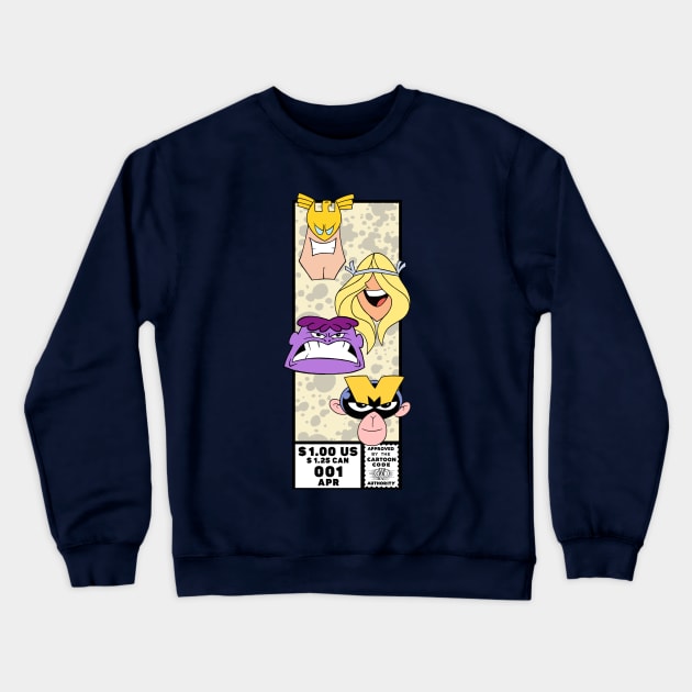 Justice Friends Comic Heads Crewneck Sweatshirt by FlamingFox